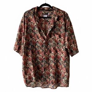 VINTAGE 90s FREELANCE 100% SILK SHIRT - Parisian Art Deco Figure Print